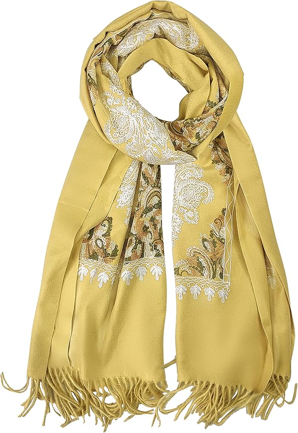 Urban CoCo Women's Embroidered Tassel Long Shawl Oversize Scarf Wraps for Women