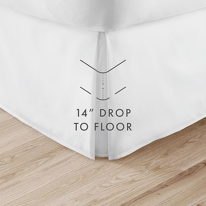 Linen Market Bed Skirt - Ultra Soft Microfiber - Easy Fit with 14 Inch Tailored Drop - Hotel Quality, Shrinkage & Fade Resistant - Bed Cover - Full Size Bed Skirts - Bedroom Décor - (Full, White)