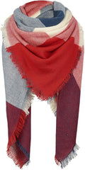 American Trends Women's Cozy Warm Winter Fall Blanket Scarf Stylish Soft Chunky Checked Giant Scarves Shawls