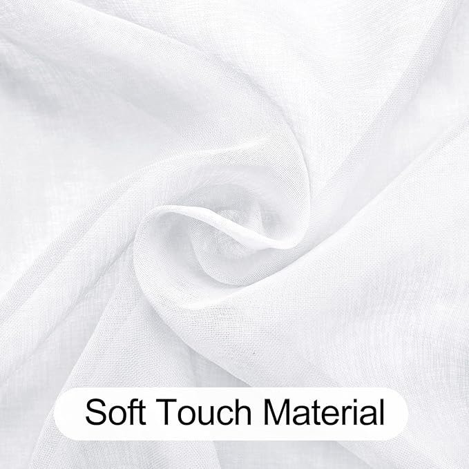 XWZO White Sheer Curtains for Bedroom, Grommet Light Filtering, Airy & Breathable Voile Grommet Window Curtains for Living Room, Children's Room with Tiebacks, Set of 2 Panels, 52 x 54 Inches Length