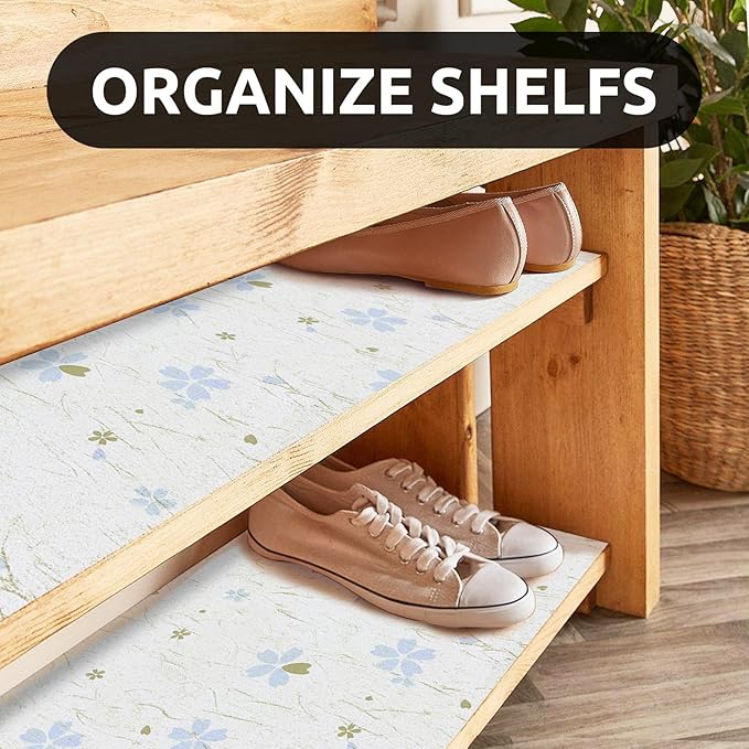 RAY STAR 12X120 Inch Shelf Liner for Kitchen Cabinets, Non-Adhesive Cabinet Liner Washable, PVC Drawer Liner for Dresser Non-Slip Bathroom (Floral)(10 Roll)