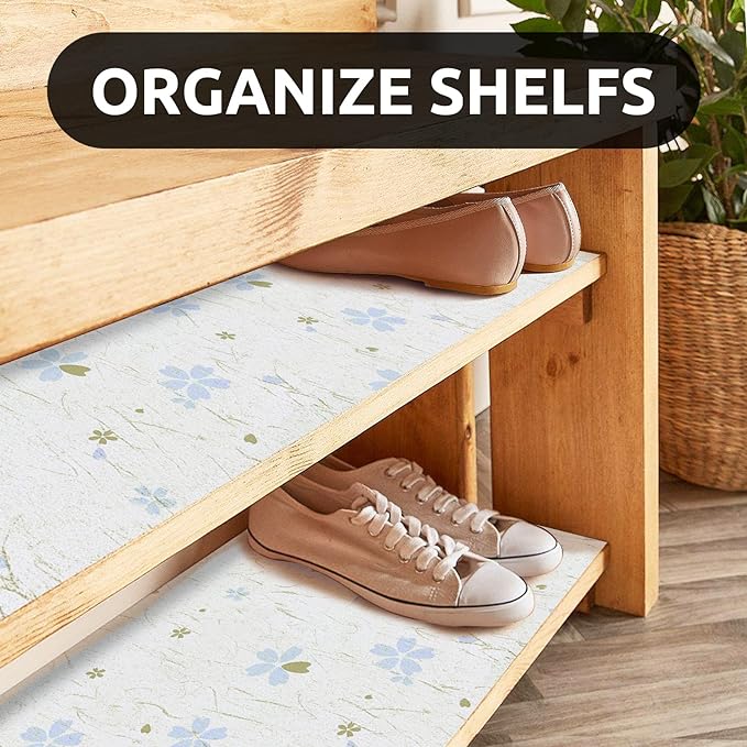 RAY STAR 12X120 Inch Shelf Liner for Kitchen Cabinets, Non-Adhesive Cabinet Liner Washable, PVC Drawer Liner for Dresser Non-Slip Bathroom (Floral)(6 Roll)
