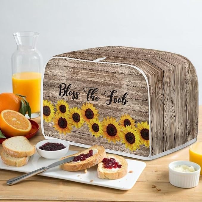 Sunflower 2 Slice Toaster Cover, Dustproof Bread Maker Oven Cover, Small Kitchen Appliance Protector, Anti-Fingerprints Kitchen Bread Machine Protection