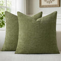 a moment Olive Green Chenille Throw Pillow Covers 20x20 Inch Pack of 2 Modern Decorative Throw Pillow Covers Farmhouse Cross Covers Home Decor for Sofa Bedroom Living Room
