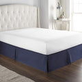 Bed Skirt - 100% Cotton 800 Thread Count Box Pleated Bed Skirt - Luxury Pleated Dust Ruffle, Hotel Quality Modern Bed Skirt, Easy Fit with 12 Inch Tailored Drop, Queen XL, Navy Blue