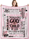 Pink Christian Blanket, Bible Verse Throw Blankets for Girly Room Bedroom Dorm Couch Bed Decor, Religious Scripture Blanket, Christian Gifts for Women Faith Girls, 50x60 Inch