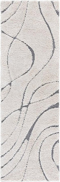 SAFAVIEH Florida Shag Collection Area Rug - 2'3" x 21' Runner, Cream & Grey, Non-Shedding & Easy Cleaning, Plush Thick Pile, Ideal for Living Room, Bedroom, Dining Space (SG471-1180)