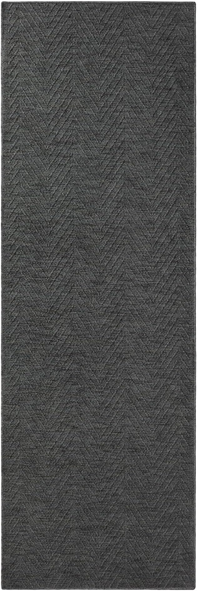 TOWN & COUNTRY BASICS Pax Herringbone Textured Solid Everwash® Washable Area Rug, Low Pile, Non-Slip Backing, Easy Clean Pet & Family Friendly Rug, Dark Grey, 2'5"x5'11"
