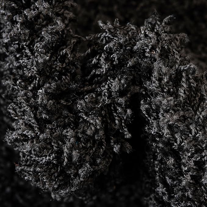 Unique Loom Solid Shag Collection Area Rug (3' 3" Round, Jet Black)