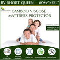 Four Seasons Essentials RV Short Queen Size Waterproof Mattress Protector - Cooling Viscose derived from Bamboo Fitted Sheet Mattress Cover - Quilted Jacquard Pad Protects from Dust Allergens