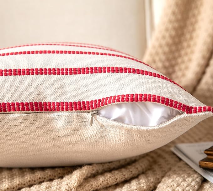 Caflife Boho Christmas Pillow Covers 12x20 Set of 2, Soft Farmhouse Decorative Sofa Pillow Cases, Holiday Red Christmas Throw Pillow Covers, Couch Bed Cushion Covers Living Room Home Decor