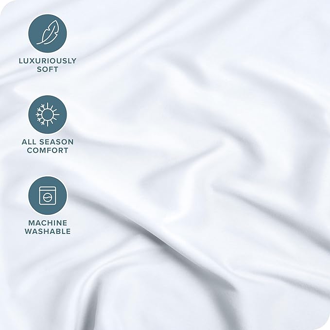 Bare Home Fitted Bottom Sheet Queen Size - Premium 1800 Microfiber - Ultra-Soft Hotel Luxury - Deep Pocket - Durable and Long Lasting - Fitted Sheet (Queen, White)