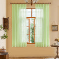 MAIHER Green Sheer Pinch Pleat Curtains 63 Inches Long for Bedroom Soft Touch Light Filtering Short Pleated Drapes with Ajustable Hooks for Dining Room, Reed Green, 42" W x 63" L, 2 Panels