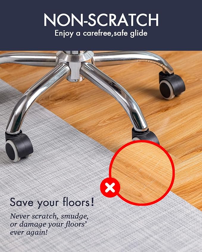 Office Chair Mat for Hardwood Floor Under Desk Computer Rolling Chair Mat for Wood/Tile Floor Non-Slip Heavy Duty Desk Rug PVC Plastic Hard Floor Protector 46"x 60" (Mist)