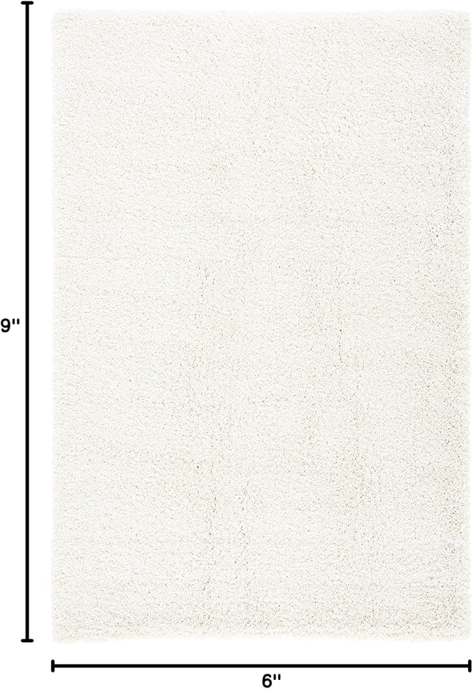 SAFAVIEH Milan Shag Collection Area Rug - 6' x 9', Ivory, Solid Design, Non-Shedding & Easy Care, 2-inch Thick Ideal for High Traffic Areas in Living Room, Bedroom (SG180-1212)