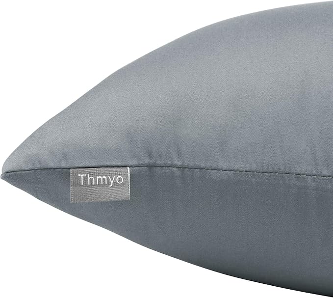 Thmyo 4-Pack 100% Cotton Comfortable Solid Decorative Throw Pillow Case Square Cushion Cover Pillowcase Sublimation Blank Pillow Covers DIY Throw Pillowcase for Sofa(18x18 inch/ 45x45cm,Dark Grey)