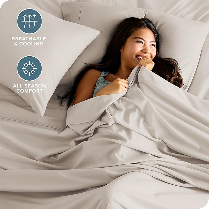 Bare Home Split California King Sheet Set - 1800 Ultra-Soft Microfiber Split California King Bed Sheets - Double Brushed - Deep Pockets - Easy Fit - 5 Piece Set - Bed Sheets (Split Cal King, Wheat)