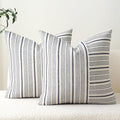 DWR Striped 3D Textured Weave Throw Pillow Covers 18x18 Set of 2, Polyester Cotton Blend in Navy, Modern Farmhouse Decorative Pillow Cases for Couch Sofa Bed Living Room