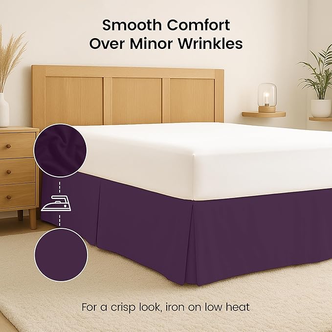 Utopia Bedding Full Bed Skirt - Soft Quadruple Pleated Ruffle - Easy Fit with 16 Inch Tailored Drop - Hotel Quality, Shrinkage and Fade Resistant (Full, Purple)
