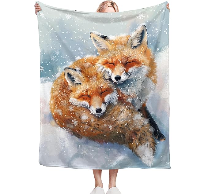 Fox Throw Blanket - Cute Animal Blanket for Girls, Women, Men & Boys - Soft, Warm, Cozy Fleece Blanket for Couch, Sofa, Bed - 50"x40"