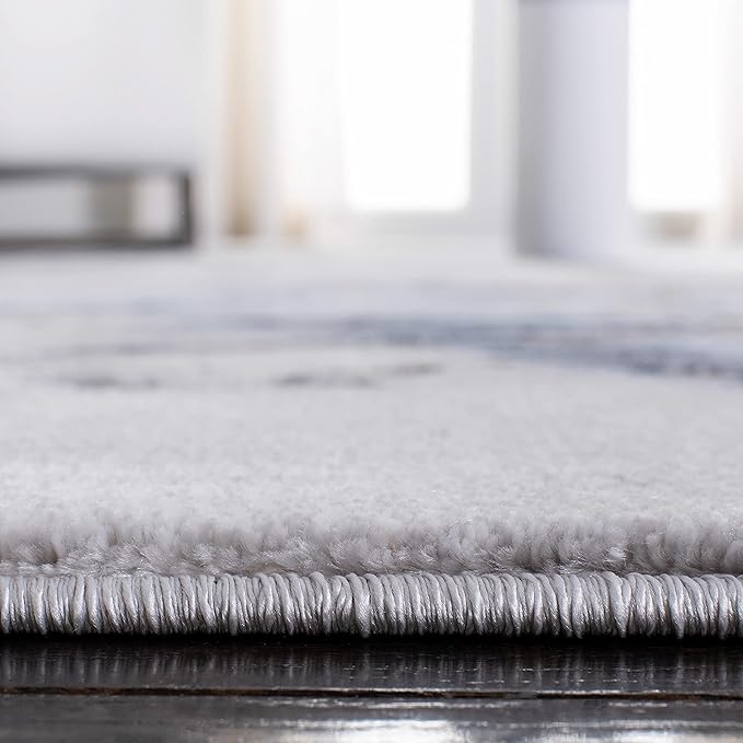 SAFAVIEH Craft Collection Area Rug - 12' Round, Grey & Blue, Modern Abstract Design, Non-Shedding & Easy Care, Ideal for High Traffic Areas in Living Room, Bedroom, Dining (CFT877L-12R)