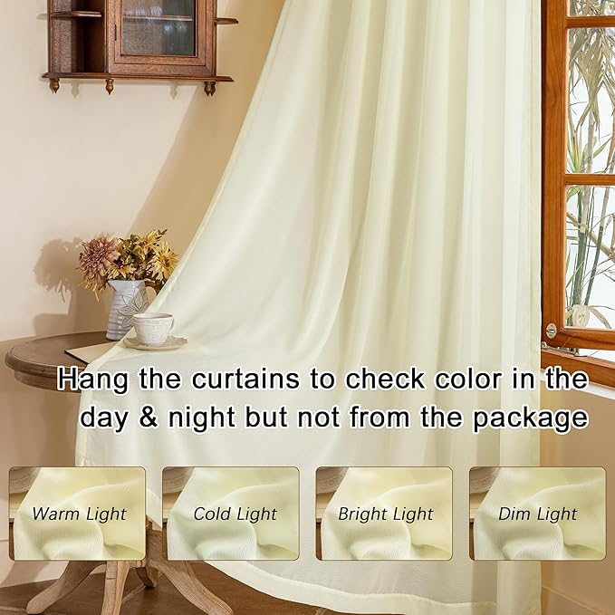 Beige Pinch Pleated Sheer Curtains 120 Inches Long for Living Room Ceiling to Floor Light Filtering Pleated Drapes with Adjustable Hooks Soft Touch 10ft Curtains, Beige, 42"W x 120"L, 2 Panels