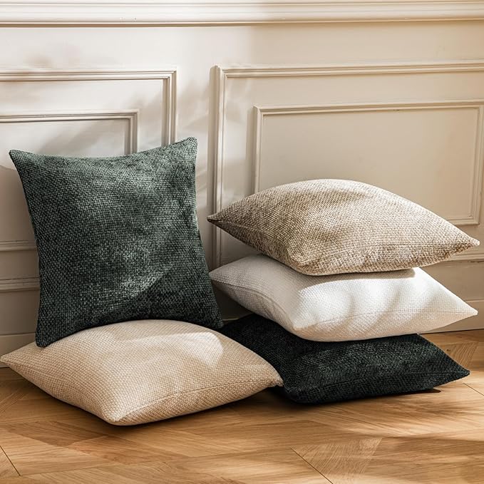 a moment Christmas Dark Green Chenille Throw Pillow Covers 12x20 Inch Pack of 2 Modern Decorative Throw Pillow Covers Farmhouse Cross Covers Home Decor for Sofa Bedroom Living Room