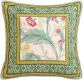 patdrea Designer Square Throw Pillow Covers,Farmhouse Linen with Green Floral Pattern Pillows Cover,Decorative Pillowcases Cushion for Bed Living Room Outdoor Car,18"x18"