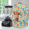 Kitchen Blender Dust Cover with Drawstring and Handle, Floral Highland Cow Print Dust Protection Easy to Clean Small Appliance Food Processor Coffee Maker Cover