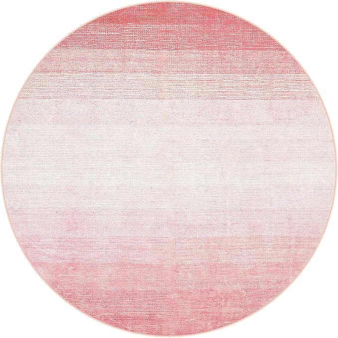 Wonnitar Modern Ombre Pink 5ft Round Rug, Non-Slip Washable Living Room Rugs, Soft Round Bathroom Throw Mat, Large Bedroom Circle Accent Carpet for Nursery Den Bedside (Pink, Round 5ft)