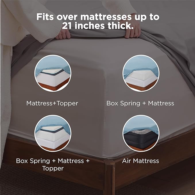 Bedsure Twin XL Sheets Dorm Bedding, GentleSoft Breathable Extra Long Twin Sheets & Pillowcases, Moisture Wicking Cooling, Deep Pocket Fits Mattress Up to 21 Inches Thick, Mineral Blue