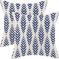 BETGINY Navy Blue Boho Pillow Covers 18 x 18 Inch Pack of 2, Bohemian Ethnic Herringbone Pattern Decorative Throw Pillow Covers Linen Modern Geometry Farmhouse Outdoor Pillowcase for Sofa Couch Decor