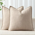 MIULEE Decorative Pillow Covers 20x20, 2 Pack Boho Farmhouse Neutral Throw Pillows for Couch, Thick Textured Modern Linen Cushion Cases Sofa Bed Living Room Home Decor, Natural Linen