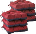 Chair Cushions for Dining Chairs, Seat Cushions for Kitchen Chairs, Indoor Seat Cushions with Ties, Tufted Foam Chair Pads, Non Slip Chair Cushions Set of 6, 15.5" x 15.5" x 4", Red