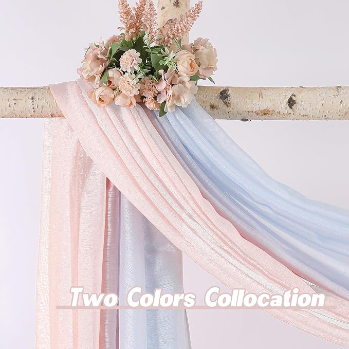 DONREN Peach Pink Sheer Window Scarf for Girls Party/Room - Luxury Soft Semi Sheer Scarf for Wedding (1 Panel,52 Inch by 288 Inch Length)