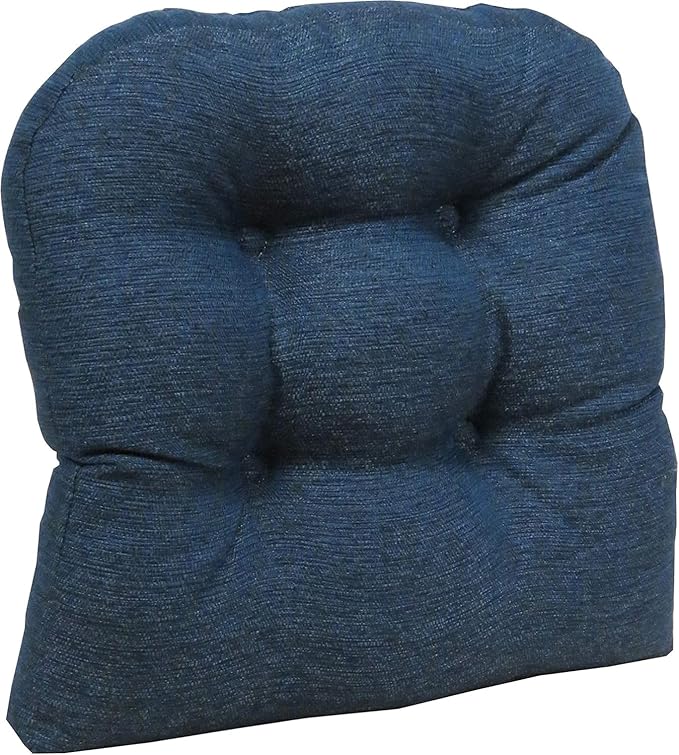 Klear Vu Gripper Overstuffed Universal Non-Slip Dining Chair Cushions for Kitchen Decor or Office Use, U-Shaped Skid-Proof Seat Pad, 17x17 Inches, 2 Count (Pack of 1), Solid Indigo