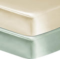 2 Pack Satin Soft Crib Sheet for Baby with Sensitive Hair Silky Baby Mattress Sheet Pink and Violet Unisex 52x28in (Satin Brown & Green)
