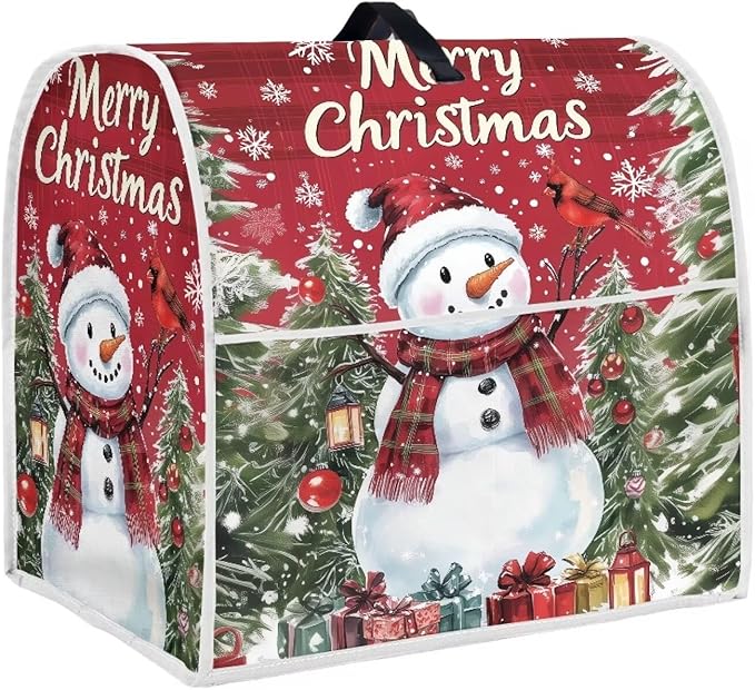 Merry Christmas Stand Mixer Cover Red Snowman Small Appliance Dust Covers For Kitchen Counter Washable Dustproof Cloth Cover for 4.5-5 Quart Mixers Christmas Kitchen Decor