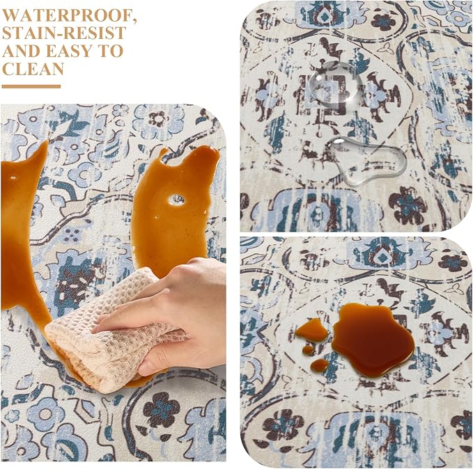 Ileading Anti Fatigue Kitchen Rugs Sets of 2 Cushioned Kitchen Mats for Floor Waterproof Kitchen Mat Set Non Slip Comfort Standing Mat for Kitchen, Office, Sink, Laundry
