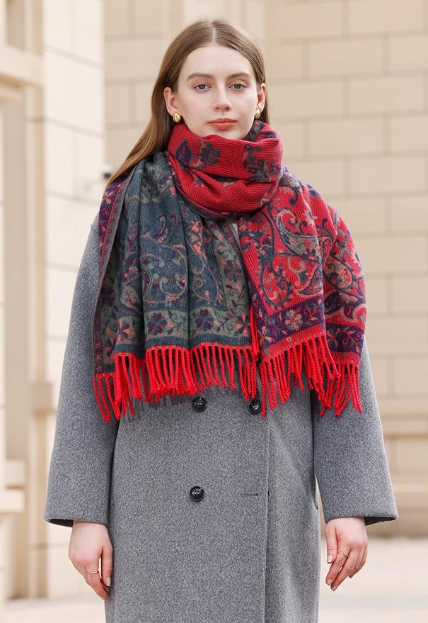 Wander Agio Warm Fashion Scarf Long Shawl Large Blanket Winter Wraps Scarves for Women Cashmere Jacquard Vintage Paisley