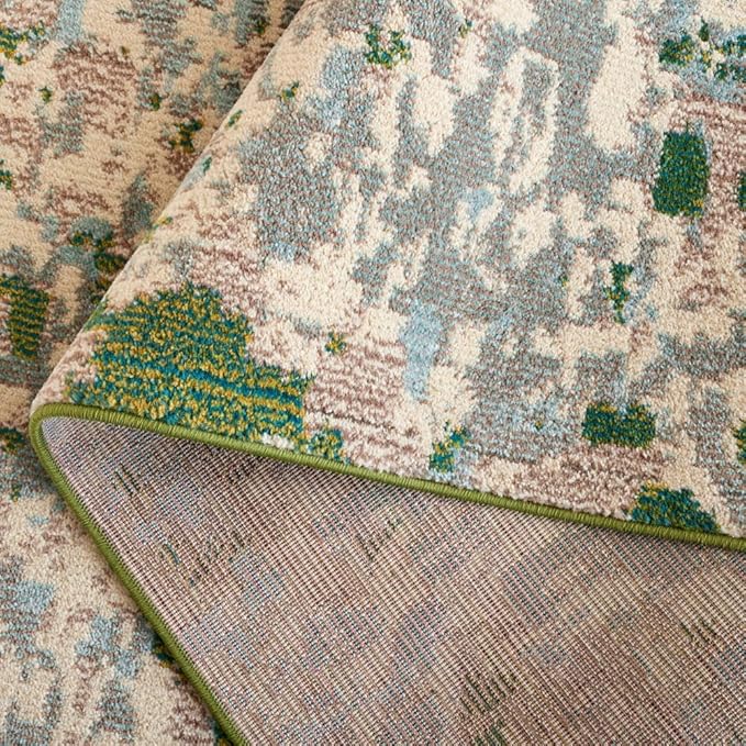 SAFAVIEH Monaco Collection Area Rug - 9' x 12', Green & Blue, Contemporary Design, Slip Resistant & Stain Resistant, Ideal for High Traffic Areas in Living Room, Bedroom & Dining Room (MNC225Y-9)
