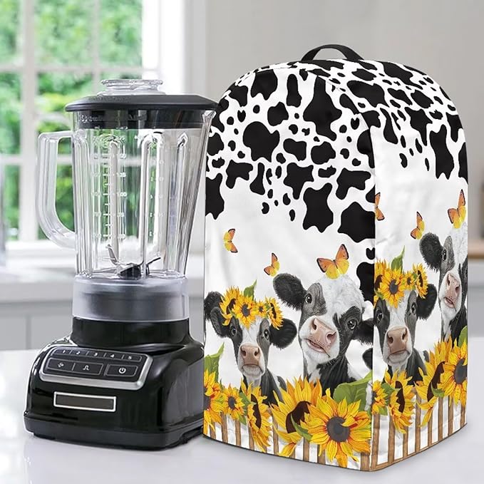 Kitchen Stand Mix Blender Cover with Drawstring Kitchen Appliance Anti Fingerprint Dust Proof Stain Resistant Coffee Maker Food Processor Stand Mixer Cover Sunflower Milk Cow