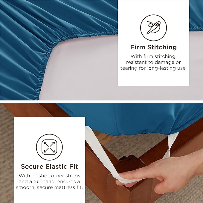 Bedsure Deep Pocket Twin Sheets Set - Fits Mattresses Up to 21 Inches Thick -3 Piece GentleSoft Bed Sheets, Moisture Wicking, Soft & Cooling Bedsheet & Pillowcases, Easy & Secure Fit, Teal Blue