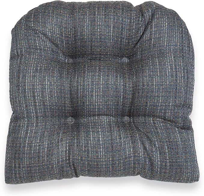 Klear Vu Gripper Overstuffed Universal Non-Slip Dining Chair Cushions for Kitchen Decor or Office Use, U-Shaped Skid-Proof Seat Pad, 17x17 Inches, 2 Count (Pack of 1), Honeycomb Denim Blue