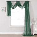 DONREN Dark Hunter Green Sheer Window Valance - Christmas Decor Luxury Soft Semi-Sheer Scarf for Window Wedding Arch Curtains (1 Panel, 52 x 216 Inch Length)