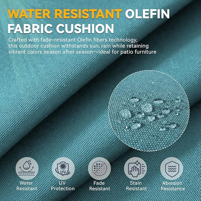 Outdoor Cushion Set for Furniture Patio Furniture, UV Resistant, Water Resistant - 6 Inch Thick Foam Garden Cushions – 22x24 Inch Patio Seat Covers for Chair/Sofa/Couch | Peacock Green | 10-Pack |