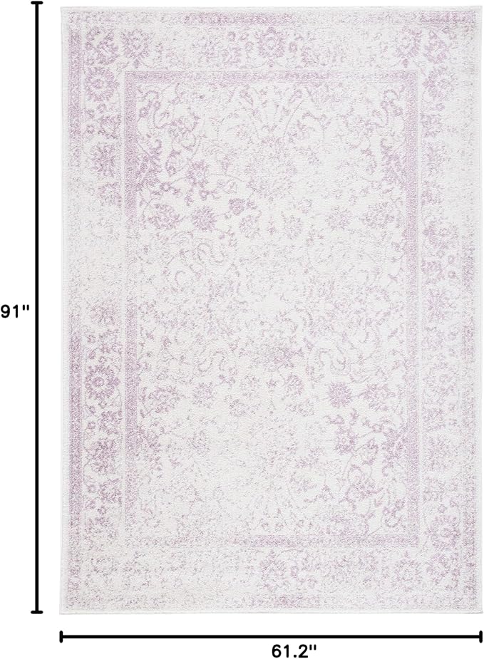 SAFAVIEH Adirondack Collection Area Rug - 5'1" x 7'6", Ivory & Lavender, Distressed Vintage Floral Design, Non-Shedding & Easy to Clean, Ideal for Living Room, Bedroom, Dining Space (ADR109U)