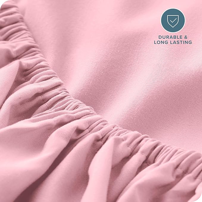 Fitted Bottom Sheet King Size - Premium 1800 Microfiber - Ultra-Soft Hotel Luxury - Deep Pocket - Durable and Long Lasting - Fitted Sheet (King, Light Pink)