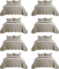 IR Imperial Rooms 8 Pack Quilt King Size Bedding (106" x 96") - Bulk Wholesale for Hotels, Guest Bedroom & Airbnbs - Lightweight Microfiber Reversible Embossed Quilts Bedspread (Beige)