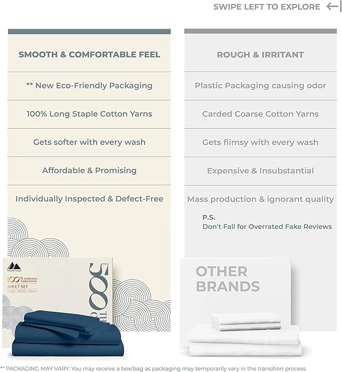 Mayfair Linen 500 Thread Count 100% Cotton Sheets King Size Bed Set - 4 PC King Bed Sheet Set Cotton (Teal), Soft, Cooling, Sateen Weave 16" Deep Pocket Bedsheet for Hot Sleepers (Fits 18" Mattress)